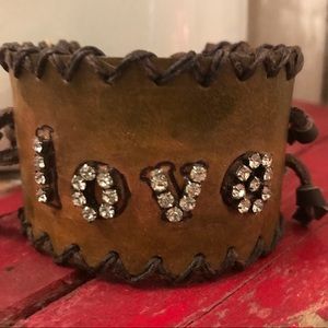 Leather adjustable LOVE cuff
